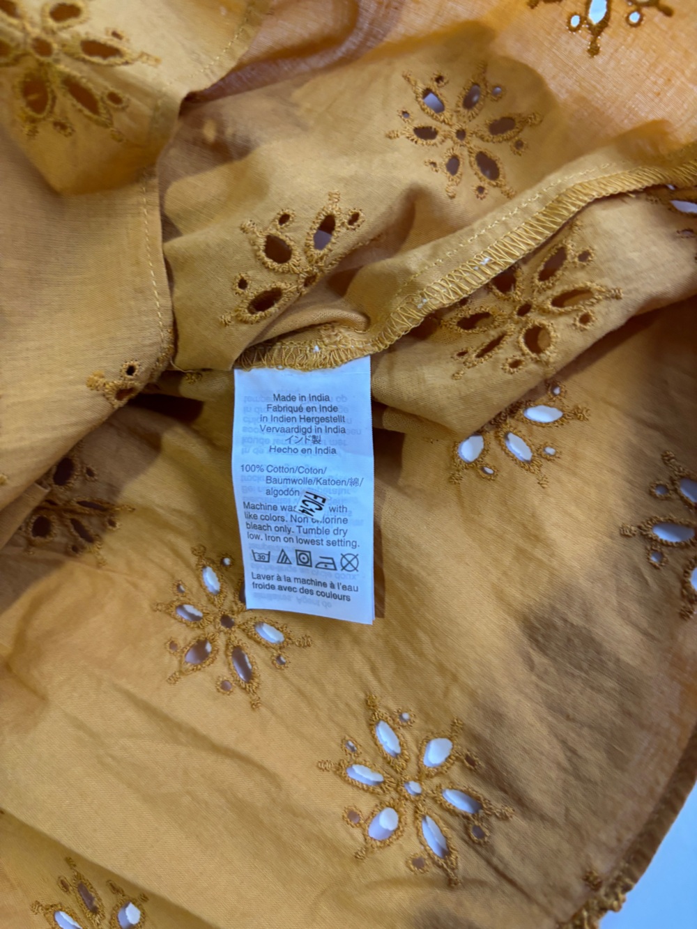 Madewell Scalloped Eyelet Wrap Top Mustard Yellow Peplum Side Tie NWT - Large - Picture 5 of 8